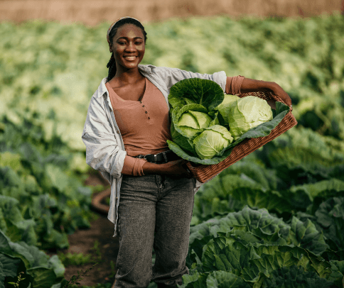 Farmer holding produce